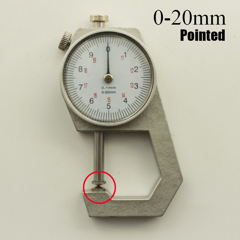 0.1 millimetri Nuovo quadrante Calibro di Spessore 0-10 millimetri 0-20mm Micrometro Digitale Misuratore di Spessore di misura carta calibro di spessore di cuoio strumento: 0-20mm pointed
