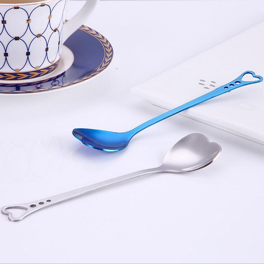 1pc Heart Shaped Love Couple Spoon Stainless Steel Coffee Tea Dessert Stiring Spoon Ice Cream yogurt Honey Spoon