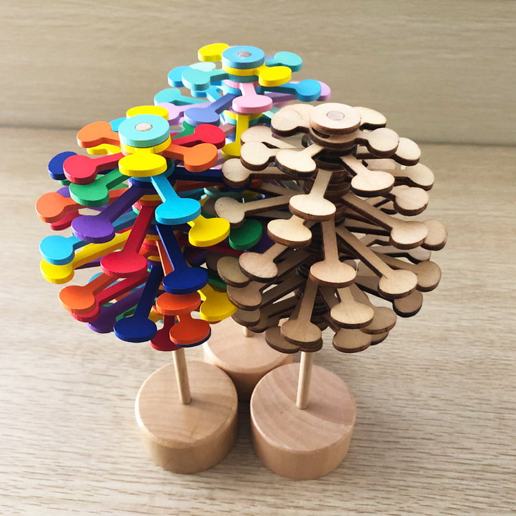 Colorful Originality rotate Lollipop Ornament anti stress Relief toy for children Top Fibonacci sequence wood