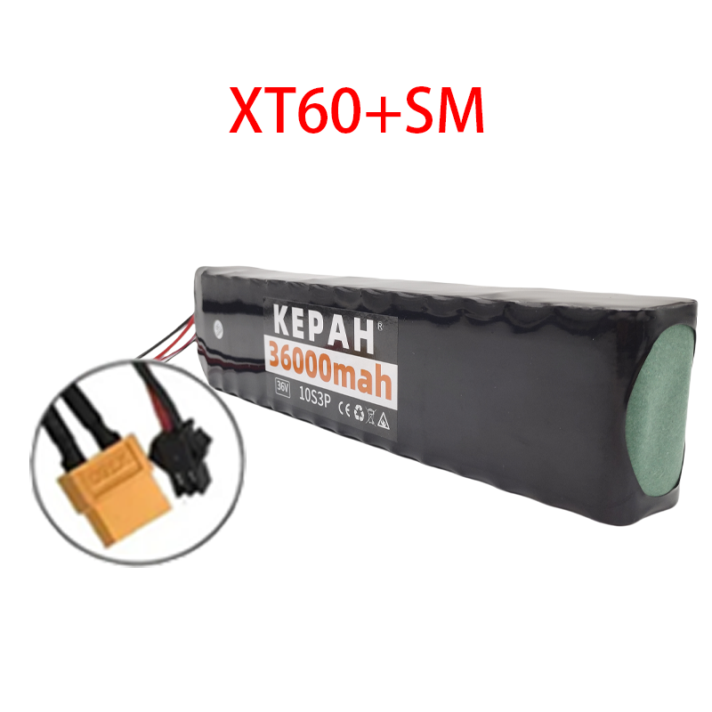 Akumulator litowy 36 V 36 Ah 18650 10S3P 500 W Zmodyfikowany akumulator do skutera elektrycznego 36 V z BMS, SYP XT60 JST: Beżowy