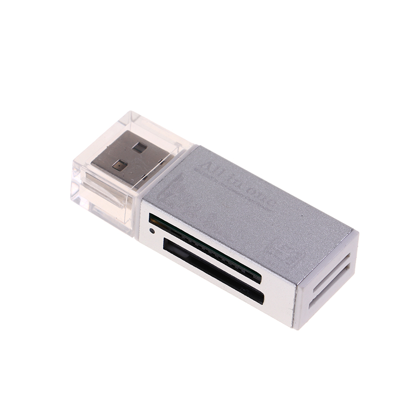 4 in 1 kartenleser-adapter usb 2.0 multifunktionskartenleser für mmc/dv, ms duo/ms pro duo, micro ms  (m2)/  t-flash-karten: Silber