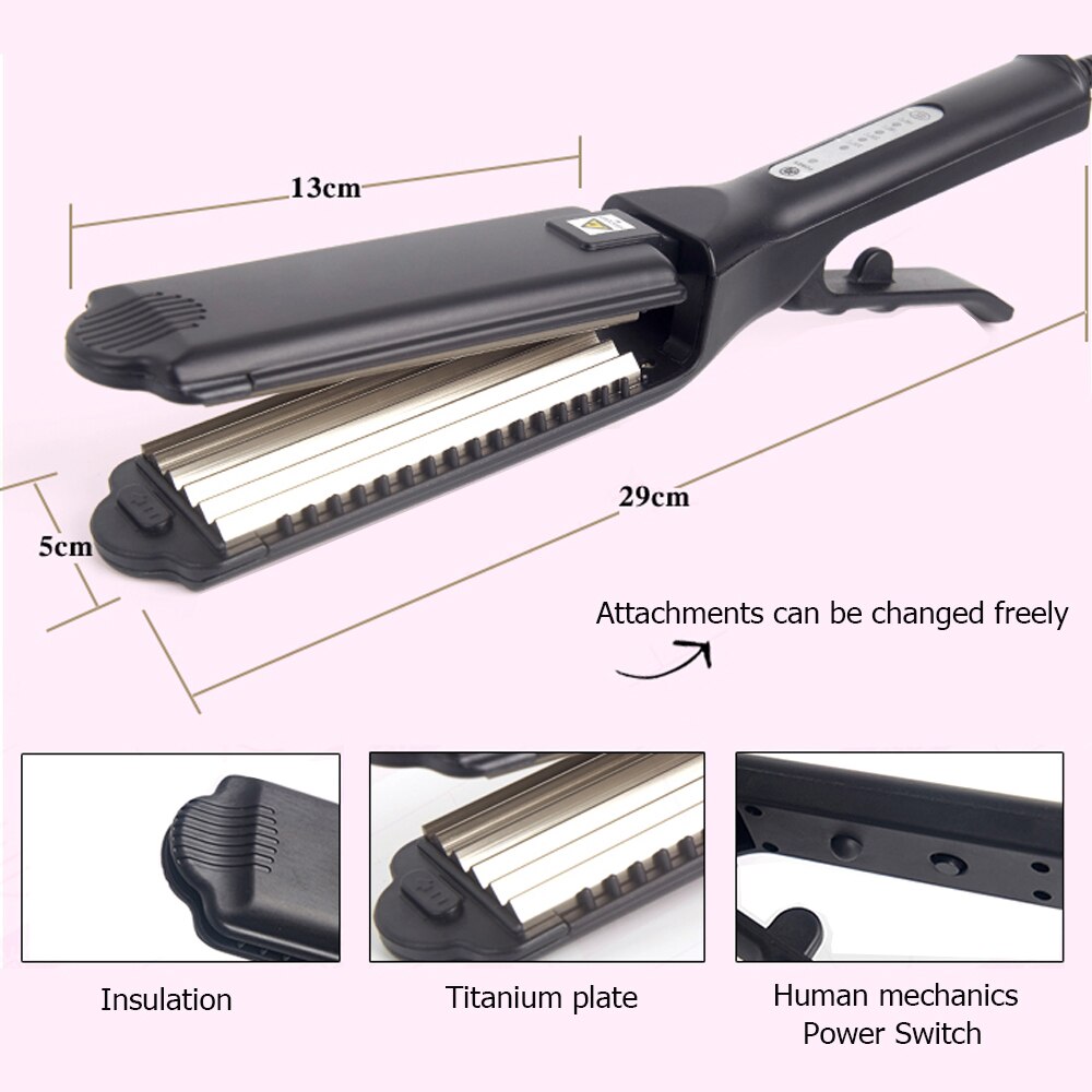 Plancha de pelo 4 en 1 plancha de pelo voluminizadora de titanio, planchas de queratina, herramienta de estilismo