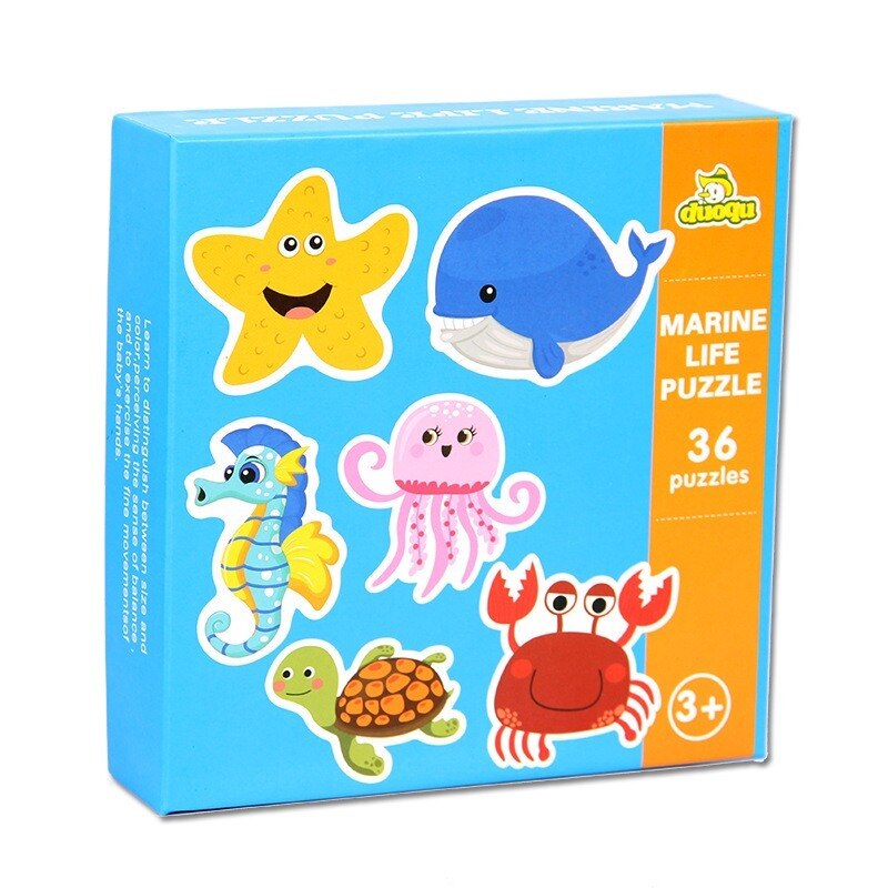 Duoqu Kinderen Hand Grip Puzzel Educatief Speelgoed Auto Dier Puzzel Oefening Baby Hand-Oog Coördinatie Vermogen Concentratie: Aquatic creatures