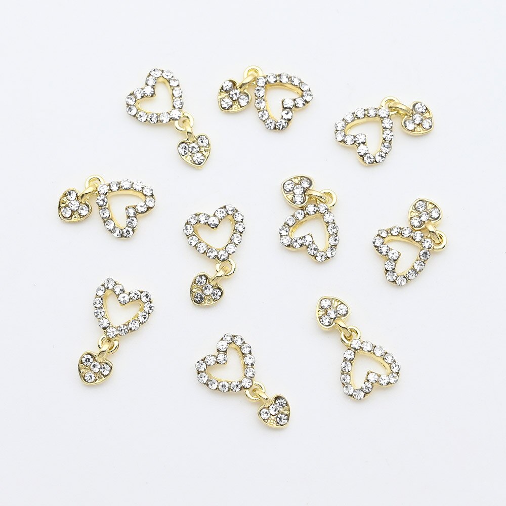 10pcs-Heart Jewelry Nail Dangle Charms Angel With Pearls+Rhinestones Decors For Acrylic Nails 18 Manicure Decorations #F2: JE0760