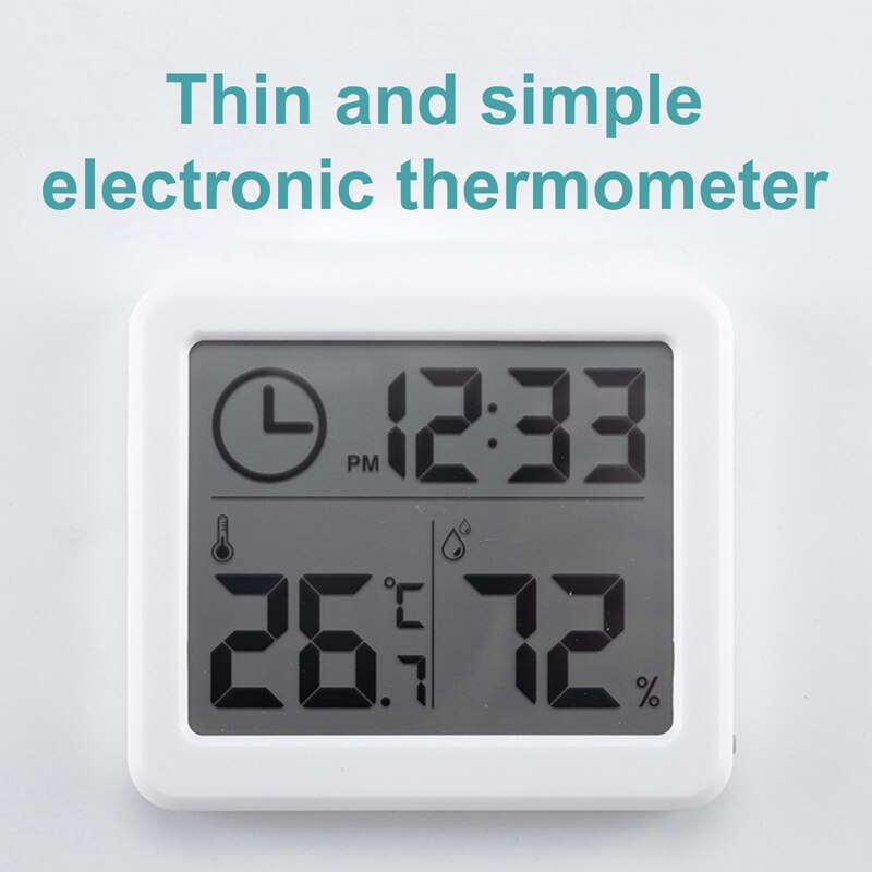 Wielofunkcyjny termometr higrometr automatyczny elektroniczny wskaźnik temperatury i wilgotności zegar duży ekran LCD