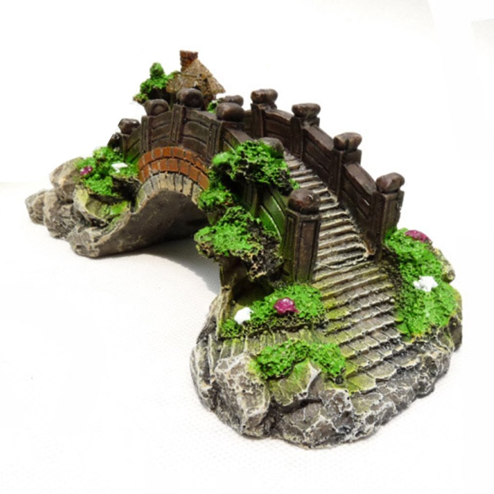 Antikt akvarium landskabspleje dekorativ bro akvarie tilbehør harpiks bro skildpadde klatreplatform vintage buebro
