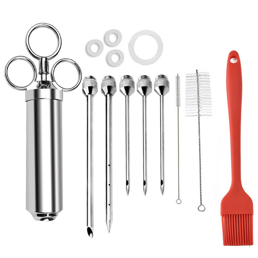 Bbq Olie Fles Borstel-Injector Spuit, marinade Flavour Injector Vlees Kruiden Injectoren Bbq Kit Keuken Gereedschap Met 3 Naalden: 15