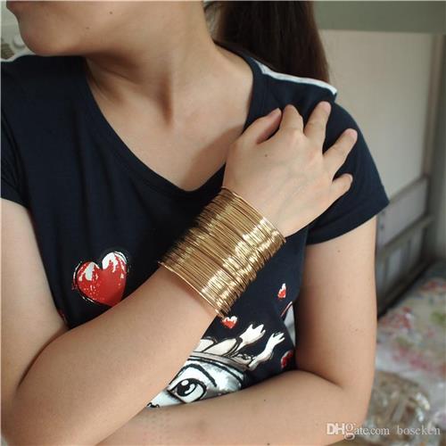 UKMOC Multi Schicht Legierung Draht Geöffnet Manschette Armreifen Armbänder Für Frauen ErkläSprosse Schmuck Charme Zubehör Party