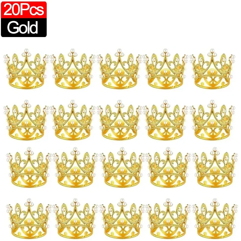 20/1 stk mini krone kakedekorasjon perle tiara måke sølv kroner kaketopper til låve hårpynt bryllup bursdagsfest: Sølv