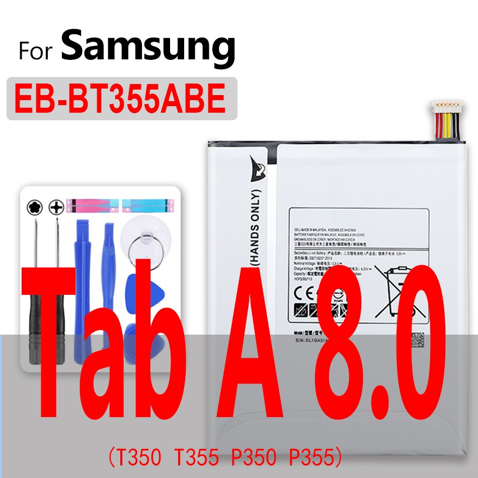 Tablet Battery For Samsung GALAXY Note 8.0 10.1 12.2 Pro/Tab A 7.0 9.7/S S2 S3 8.4 10.5 Edition P605 P607 T520 N8020 T700 T801: EB-BT355ABE