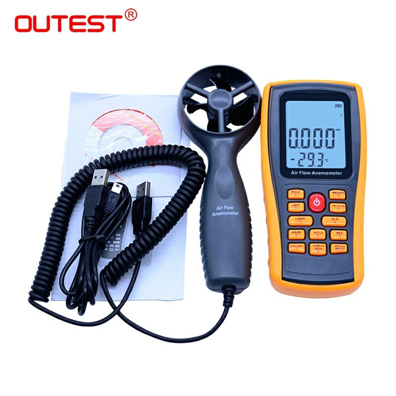 GM8902 0-45M/S Digital Anemometer Wind Speed Meter Air Volume Ambient Temperature Tester With USB Interface