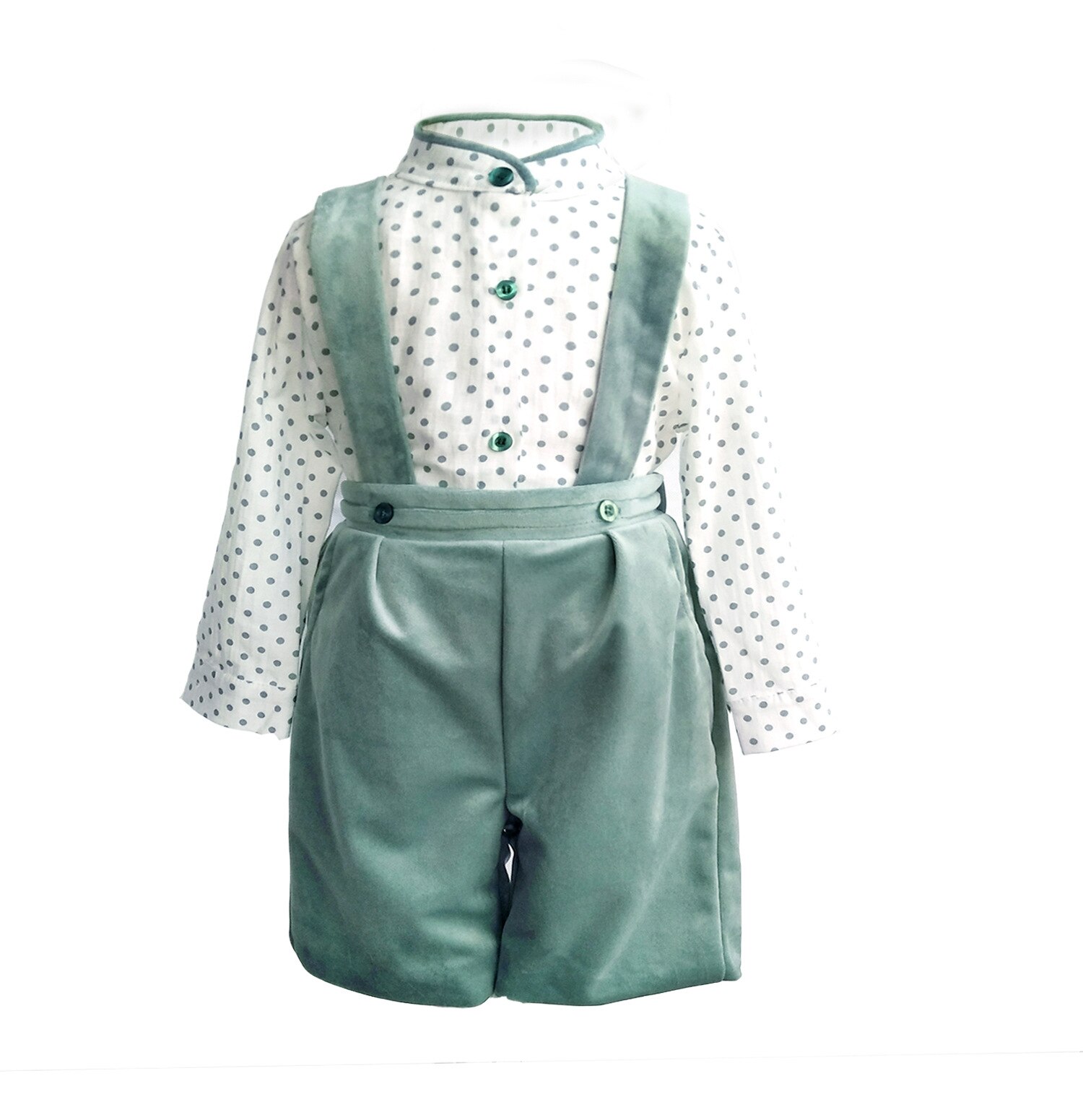 Børn boutqiue tøj sæt pige langærmet fløjl spansk tøj hatte dreng hvid skjorte strop bukser børn baby fødselsdag outfit: Drengetøjssæt / 110