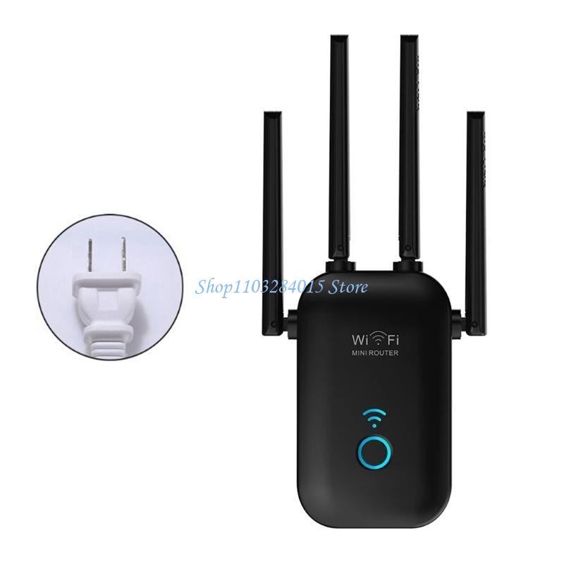 R6FF High-power WiFi Extender 1200Mbps Wireless Repeater Dual Band Expander Full Coverage Extend: black / US Plug