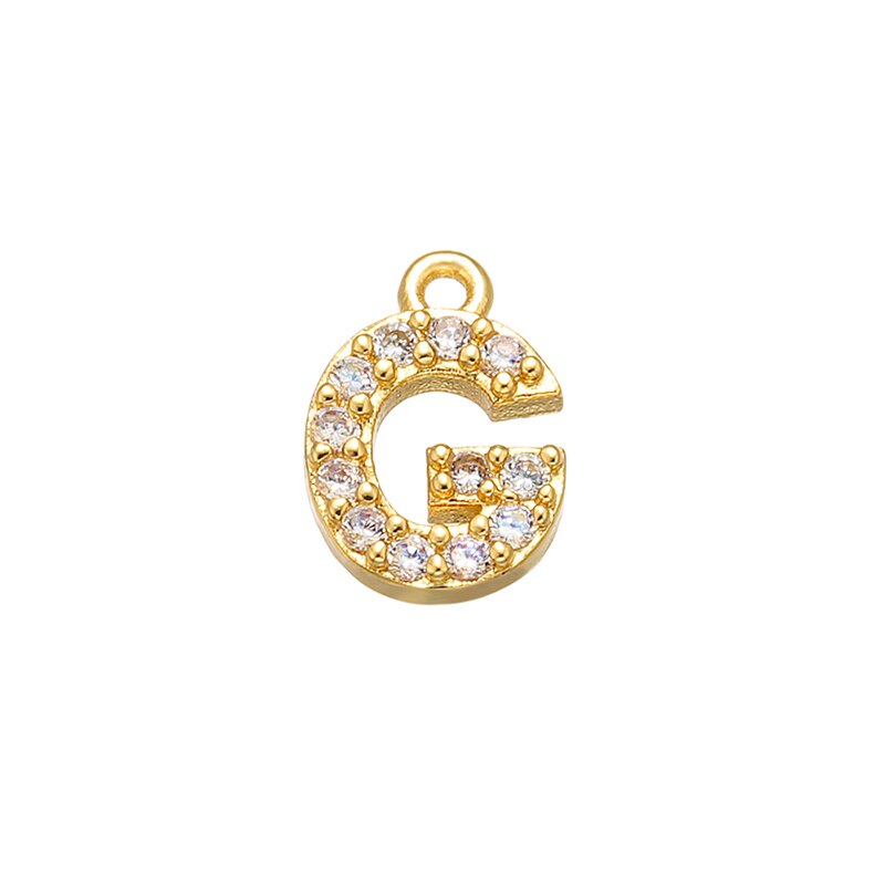 ZHUKOU 8x8.5mm ottone Cubic Zirconia cristallo 26 lettera pendenti con ciondoli per donna collana orecchini accessori gioielli modello: VD545: G