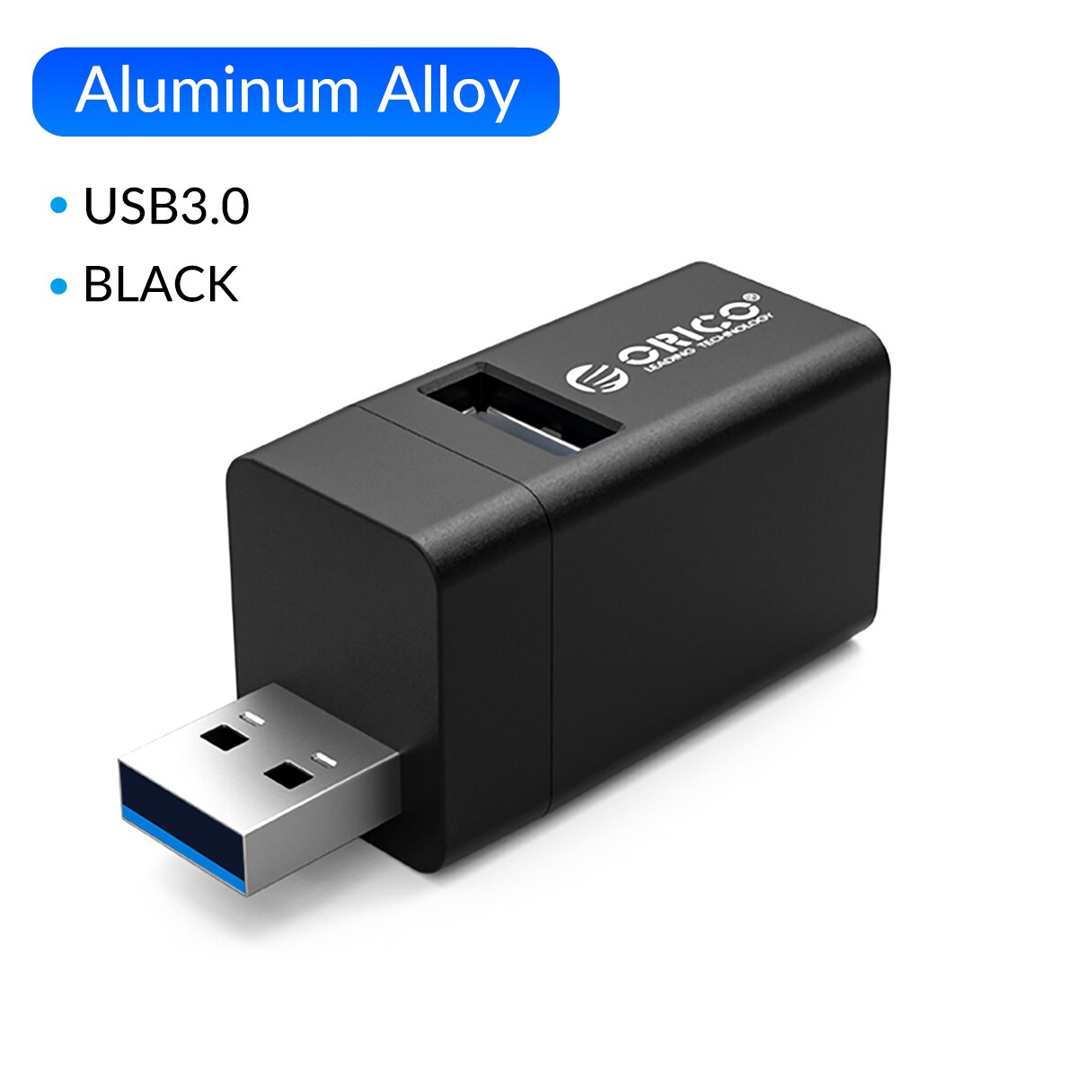 ORICO USB 3.0 Mini Hub USB 2.0 Splitter High Speed Expanded 3-port USB for desktop Laptop Free drive: Aluminum alloy  BK