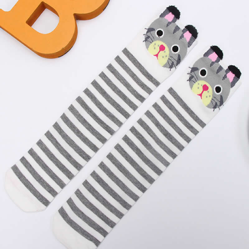 Boog Katoen Zijde Kousen Kinderen Prinses Katoen Knie Hoge Meisje Mode Beenwarmers Diamant Rooster Meisjes Voor Rechte Mesh: Stripe dog