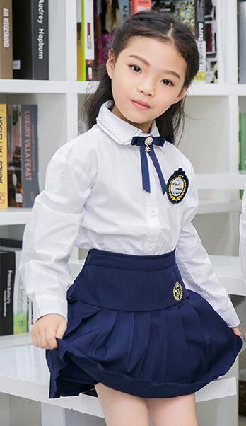 Kids School Uniforms Children Cotton School Wear Long Sleeve Clothes Students Summer Kindergarten Uniforms Suit 2pcs D-0598: Girls / XS