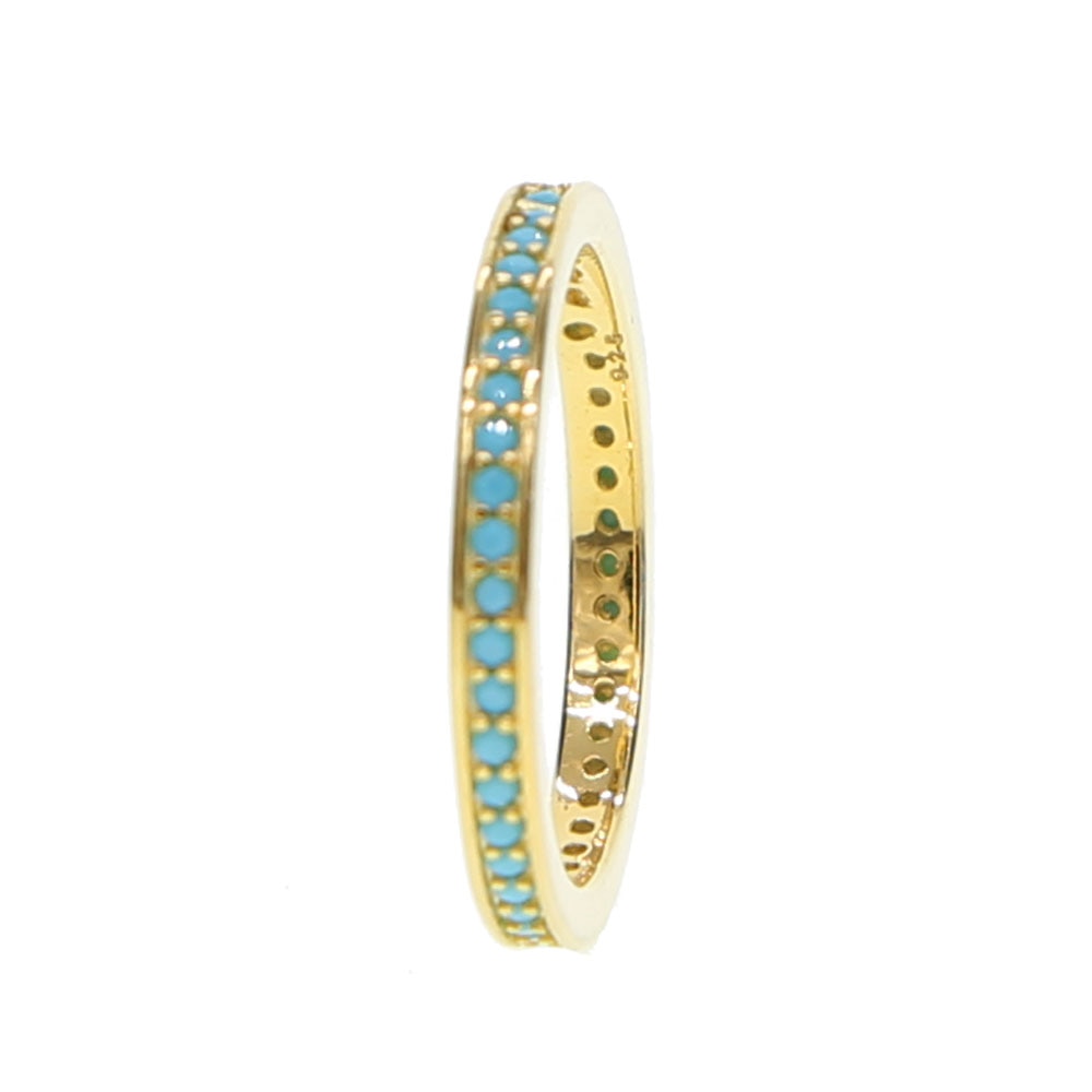 Shiny gold color delicate ring 925 Sterling Silver Turquoises Ring Female Casual wedding ring For Women stack Ring Jewelry