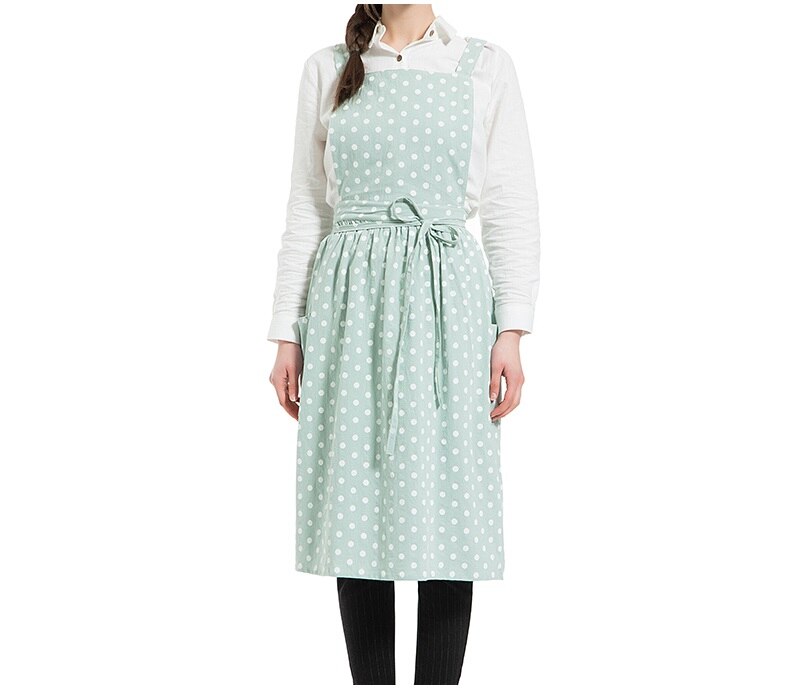 Pleated skirt cotton linen apron Women Cooking Kitchen Apron Work Uniform and flower shop apron for woman long dress smocks: 16