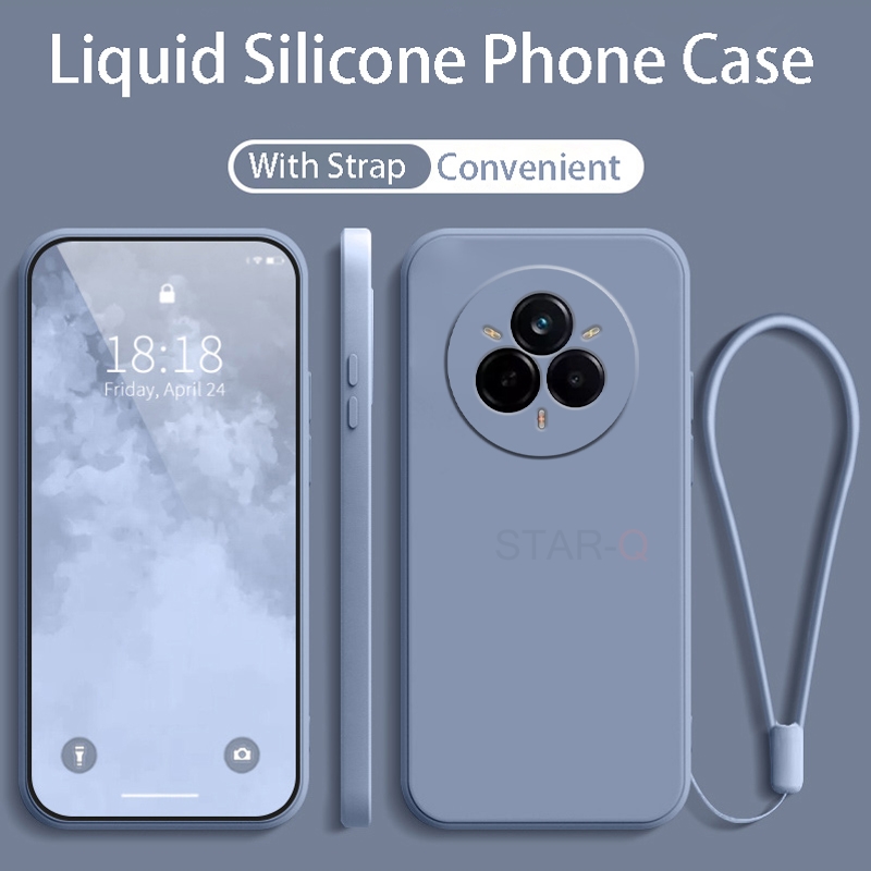 Realme 14 realme 13 realme 12 original strap liquid silicone phone case for oppo realme 14 13 12 11 pro plus lanyard back cover: Mikrofaser / Beige