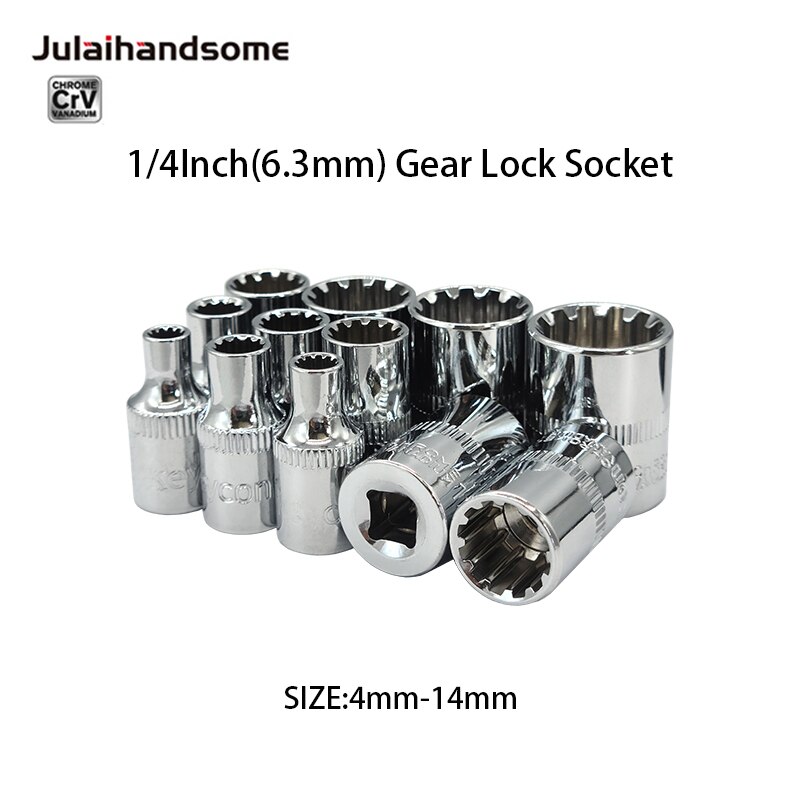 1/4 "/3/8" Gear Lock Sockets Crv 12 Punt Aansluitingen Kunnen Worden Gebruikt Voor Hex Dubbele Hex Schroeven handgereedschap: 6.3mm 4-14mm