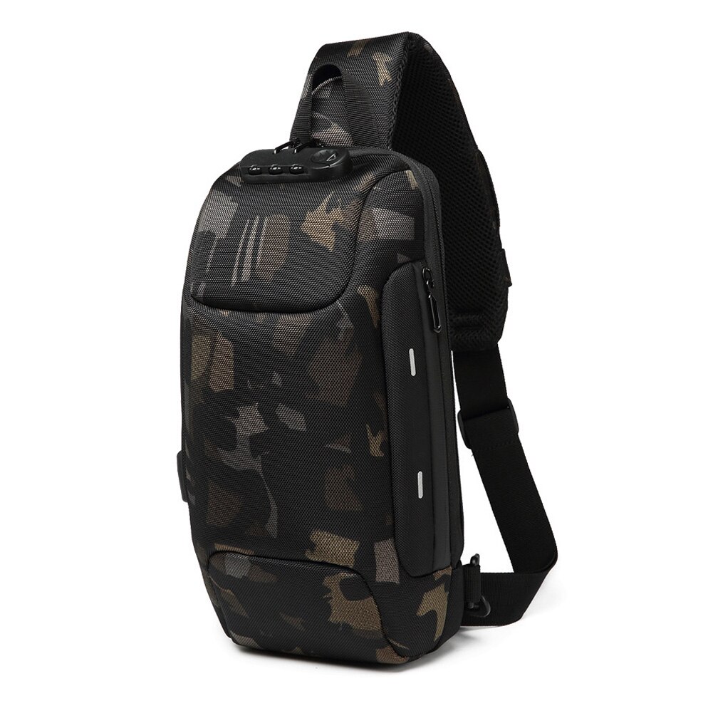 Anti Theft Sling Bag Shoulder Crossbody Waterproof Chest Bag with USB Charging Port Lightweight: camouflage