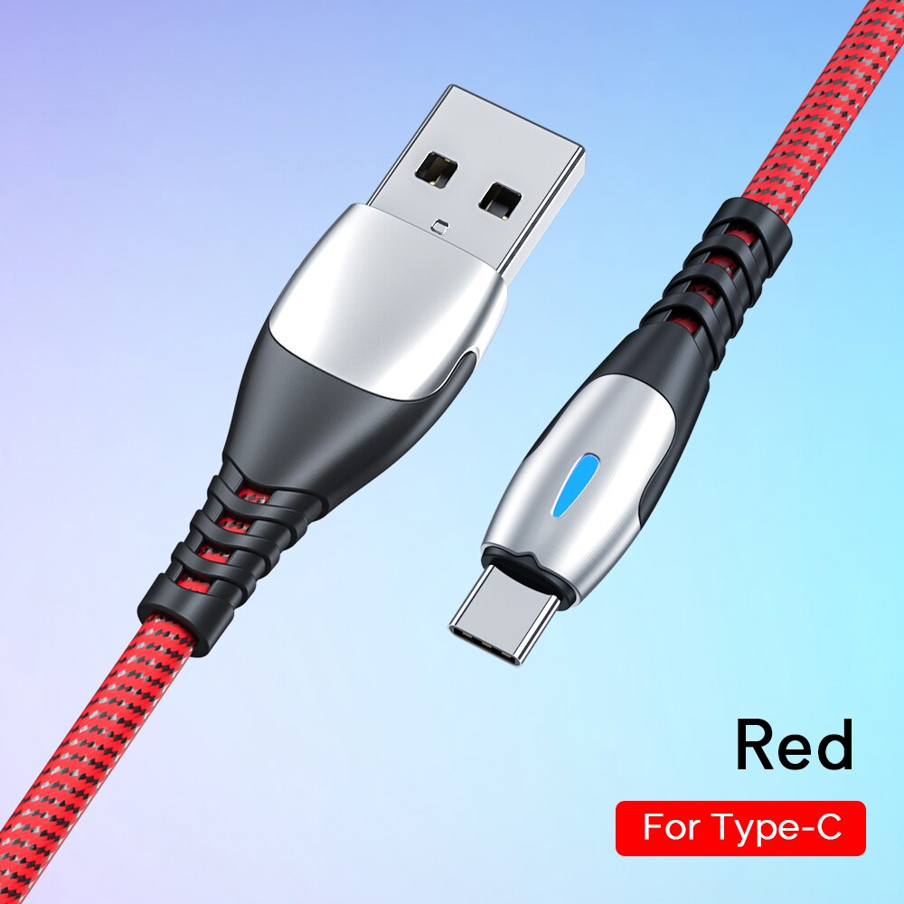 Cabo de dados usb tipo c 5a, para huawei p40 p30 p20 pro super carregamento, USB-C para xiaomi redmi note cabo de carregamento rápido 9s 8 pro: Vermelho / 2m For Type C