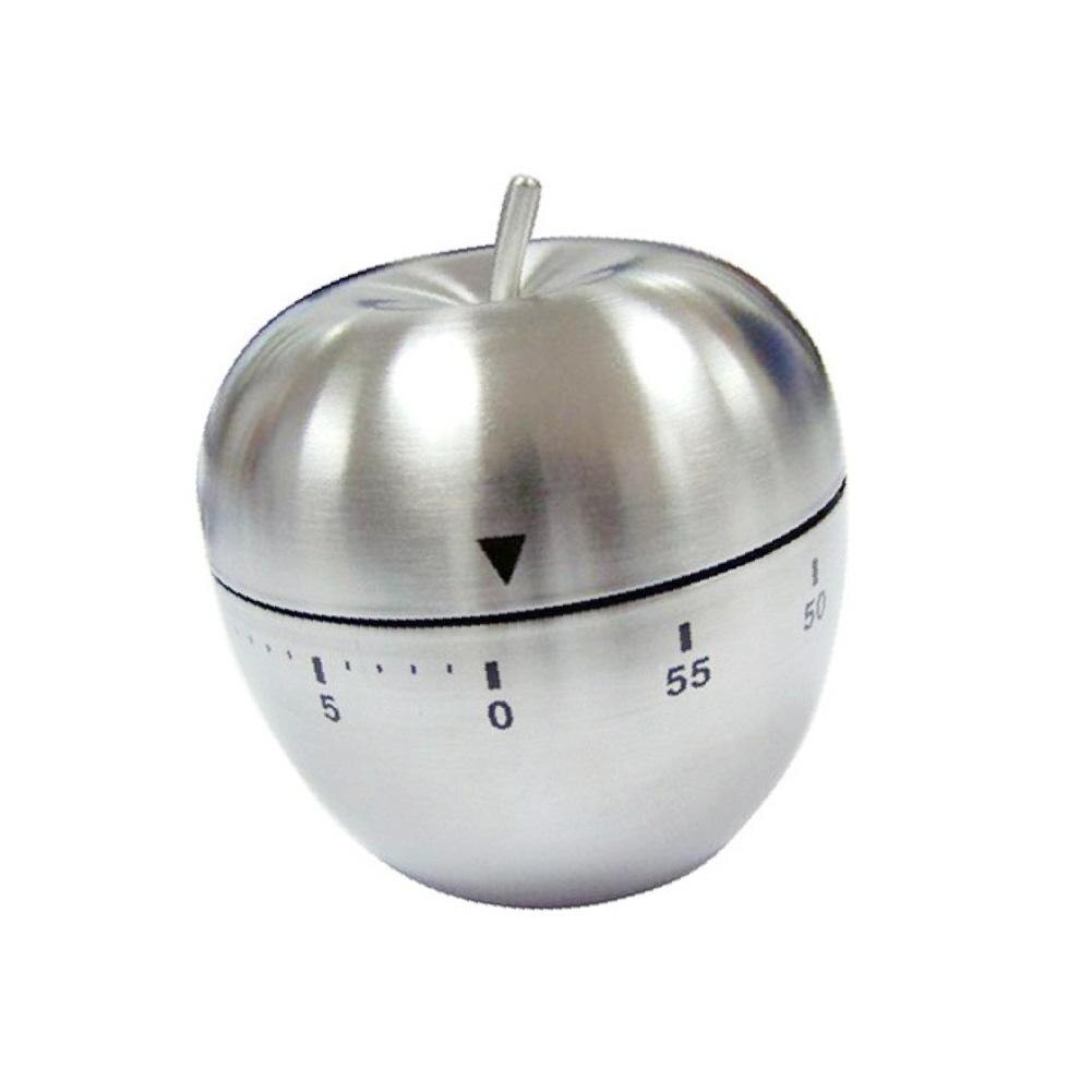 Stainless Steel Kitchen Timer Manual 60 Minutes Cooking Apple-Shaped Kitchen Timer Mechanical Rotating Alarm Time Management