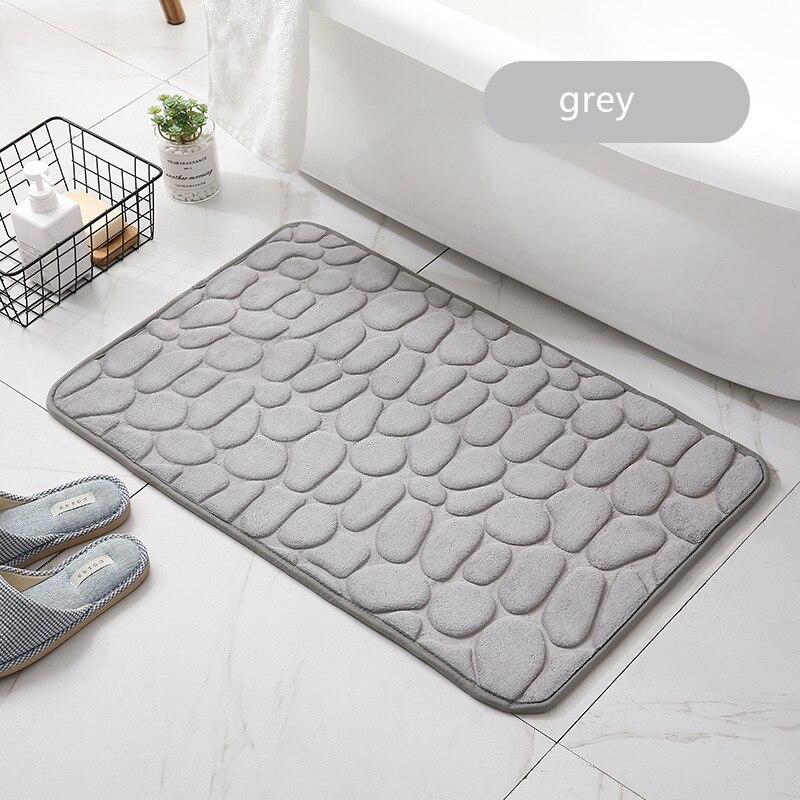 Alfombrilla de adoquines en relieve para baño, alfombra antideslizante para el suelo del baño, de espuma viscoelástica gruesa: light grey / 40x60cm