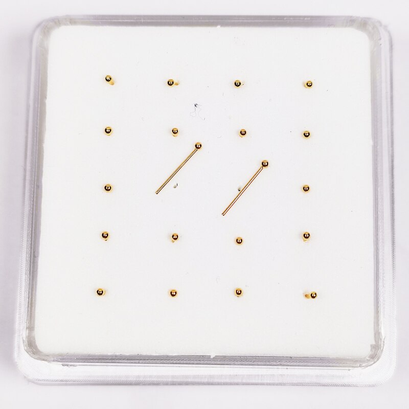 925 Sterling Zilveren Neus Stud 1.2Mm 1.5Mm Bal Neusgat Studs Straight Kleur Gold Nose Pin Piercing Sieraden 20 stks/pak