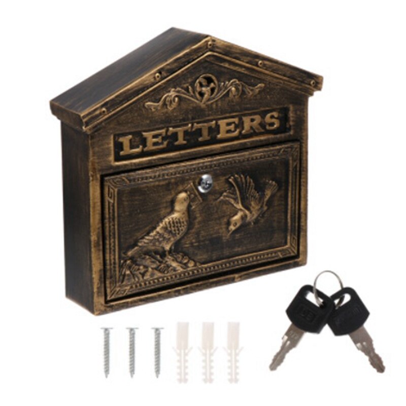 1Pc Retro Letter Container Home Mailbox Vintage Metal Mail Box Secure Letter Box
