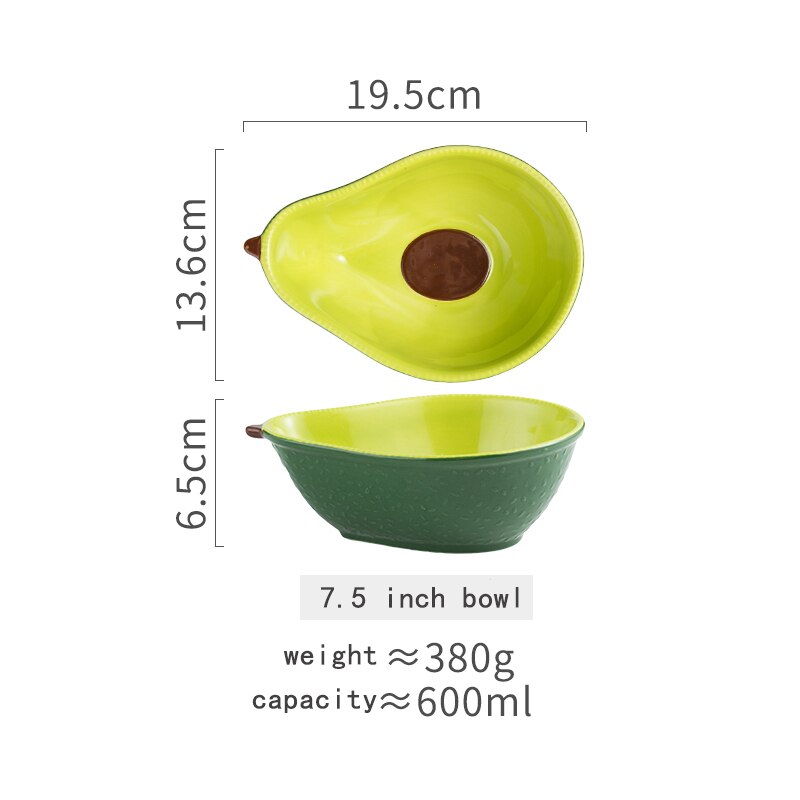 Creatieve Avocado Plaat Keramische Servies Huishoudelijke Gerechten Snack Dessert Fruit Salade Avocado Kom Porselein Servies Sets: 7.5 inch bowl