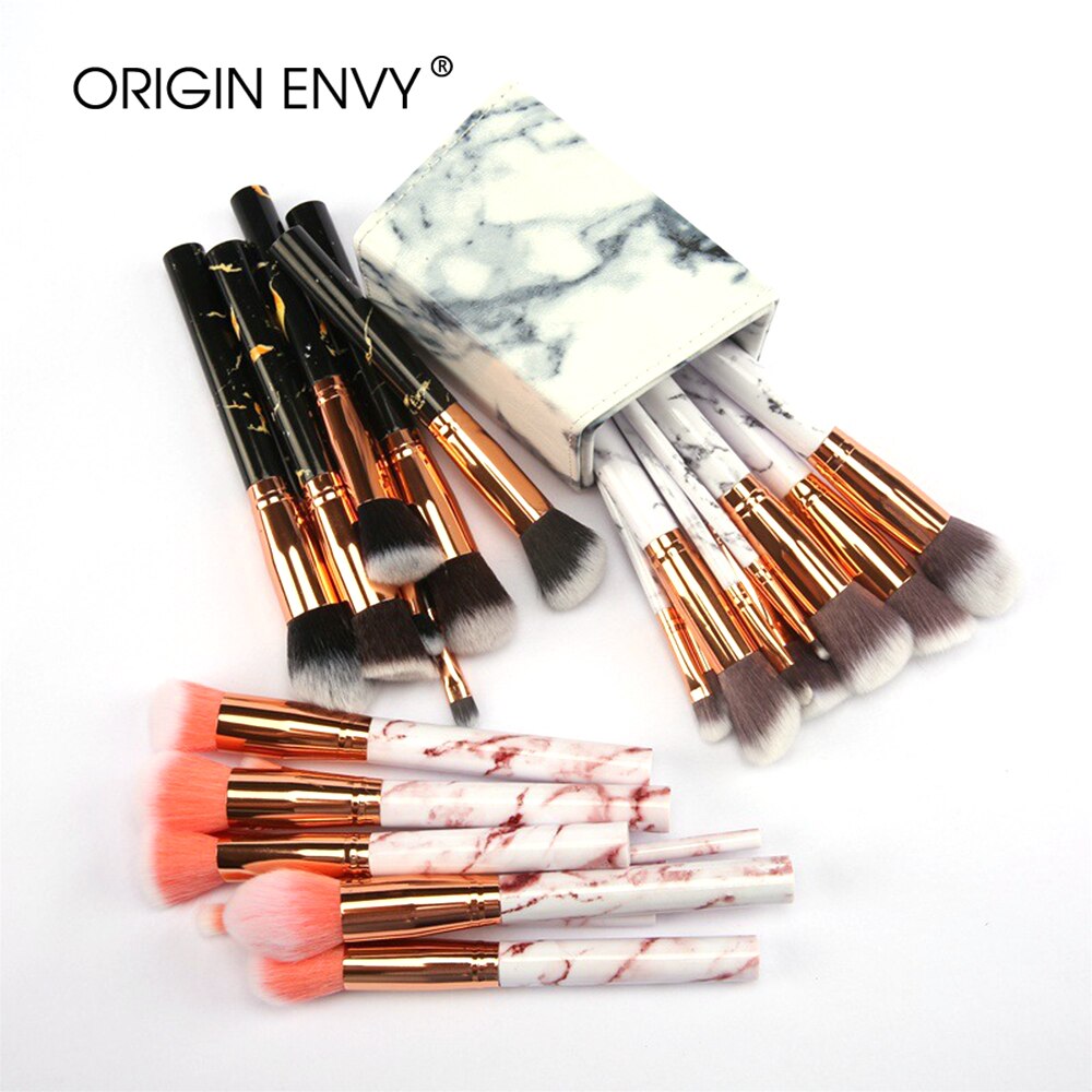 ORIGIN ENVY 10 Pcs makeup brush Set tools Powder Foundation Eyeshadow Lip Eyeliner Blush Marble Face Makeup Brushes