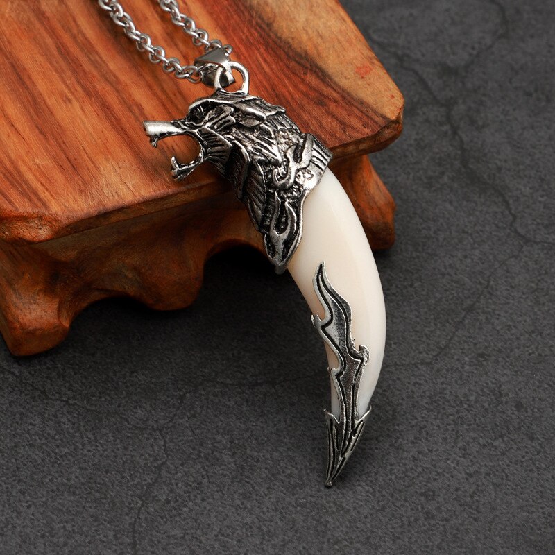 2022 Punk Cool Brave Men Wolf Teeth Pendant Necklace Women Men Lucky Jewelry Vintage Imitation Tooth Amulet Pendant Necklace: 8
