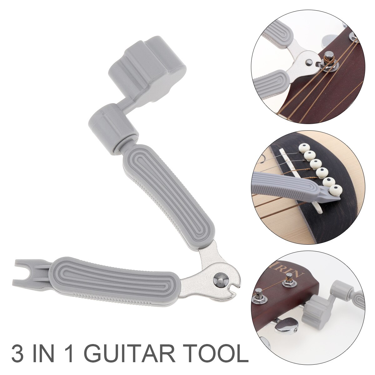 3 IN 1 Multifunctional Portable Guitar Tool Guitar String Winder and Cutter Clippers Bridge Pin Puller Peg Winder