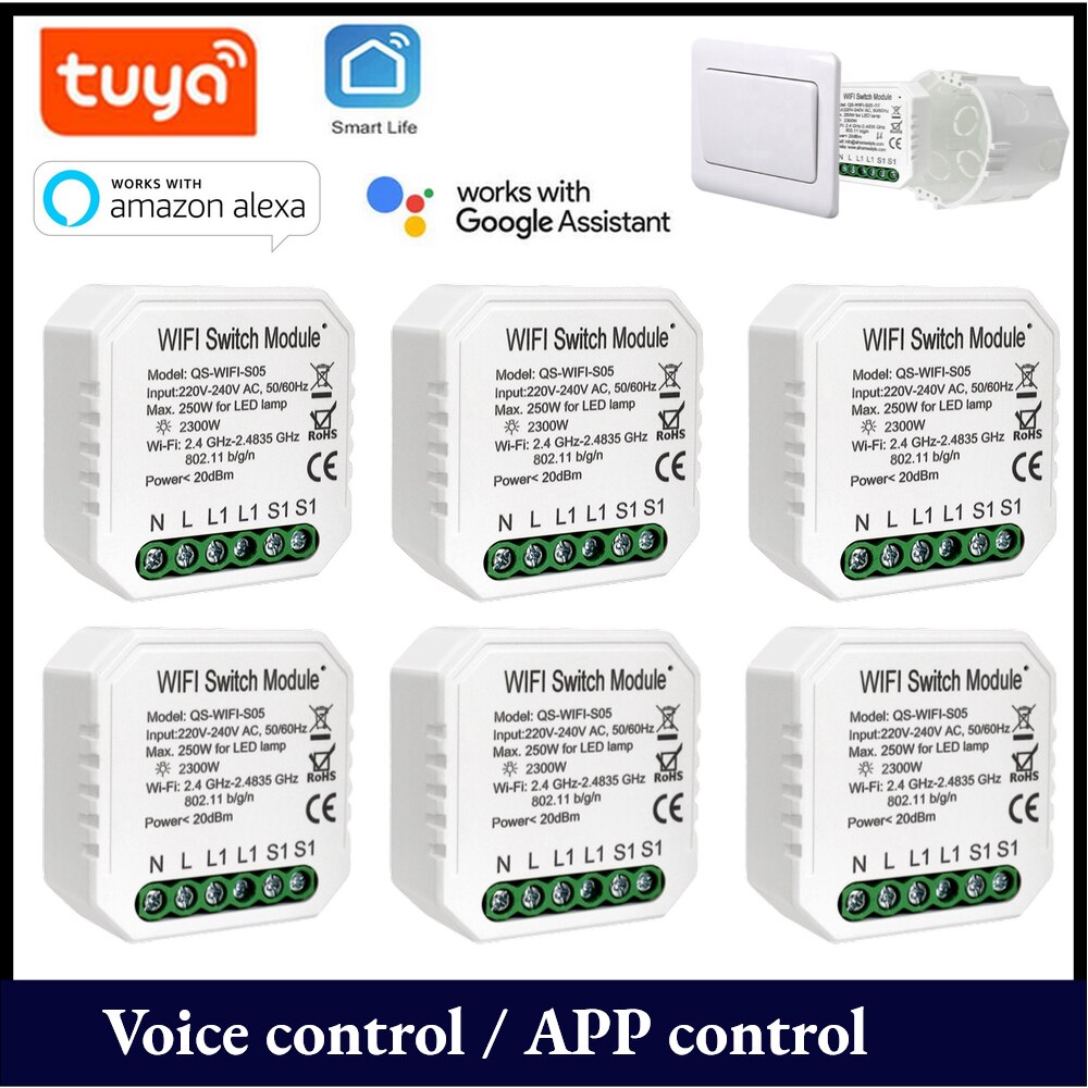 Tuya WiFi Intelligent Module Switch Modification Module Home DIY Tool APP/Voice Control Compatible with Alexa Google Home