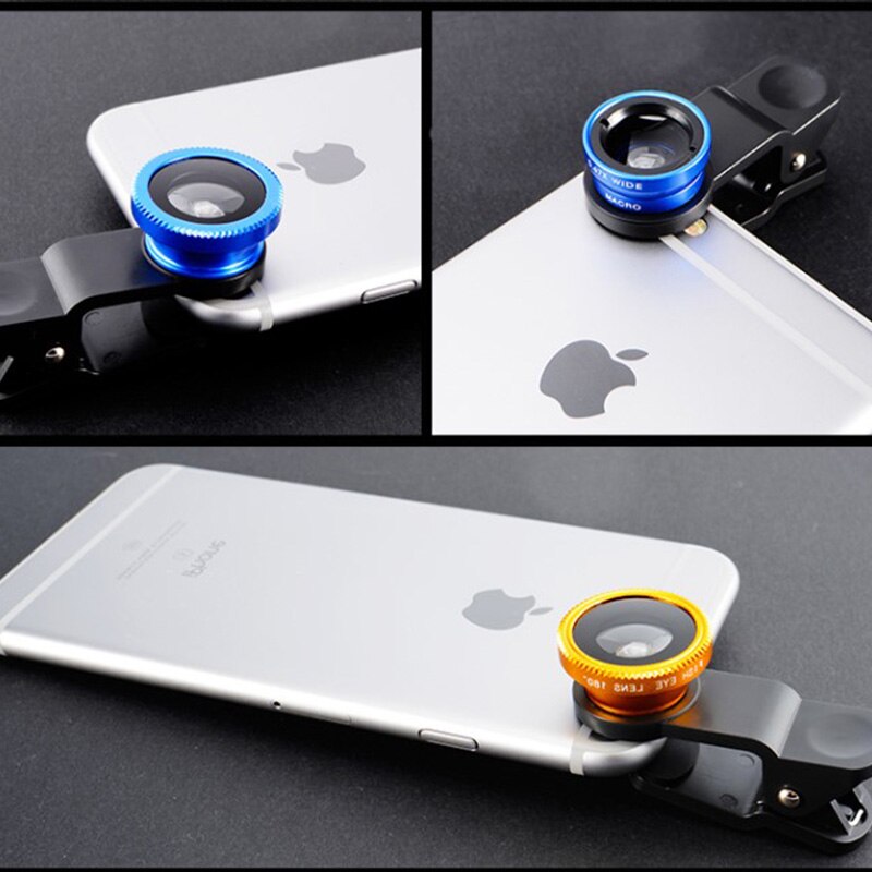 3in1 Fisheye Phone Lens 0.67X Wide Angle Zoom Fish Eye Macro Lenses Camera Kits With Clip Lens On The Phone For Smartphone
