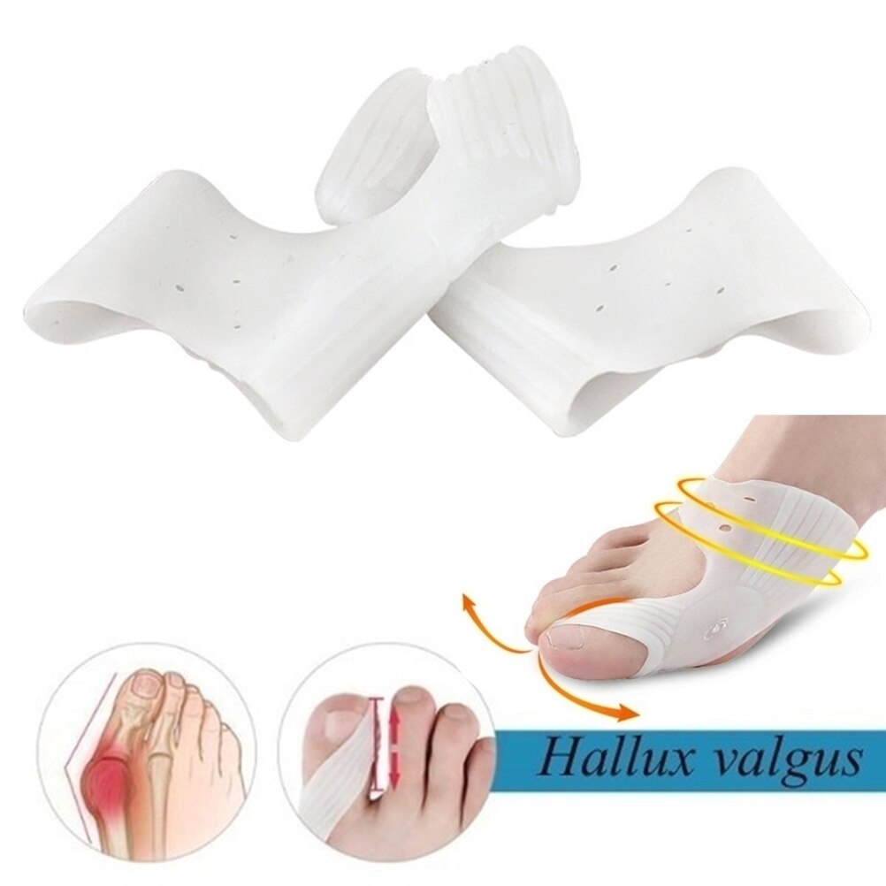 2 Pcs Teen Separator Hallux Valgus Teen Correctie Apparaat Teen Straightener Crooked Teen Hallux Aanpassing Correctie Voet Care Tool: WHITE