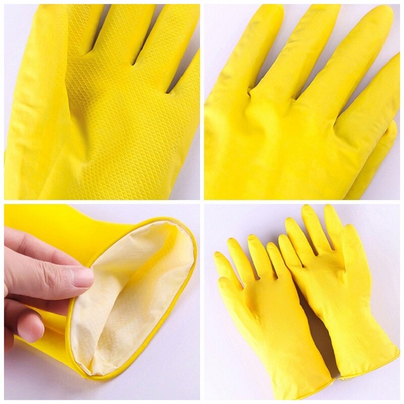 1pair Rubber Household Gloves For Kitchen Dishwash Washing Clothes Natural Latex Housekeeping Gloves Cleaning Tools Accessories