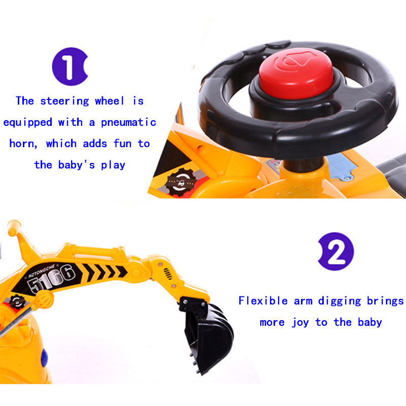 Children&#39;s Excavator RC Car Ride On Toys Balance Walker Simulation Electric Excavator With Music Outdoor Sports Toys for 2-6 Y