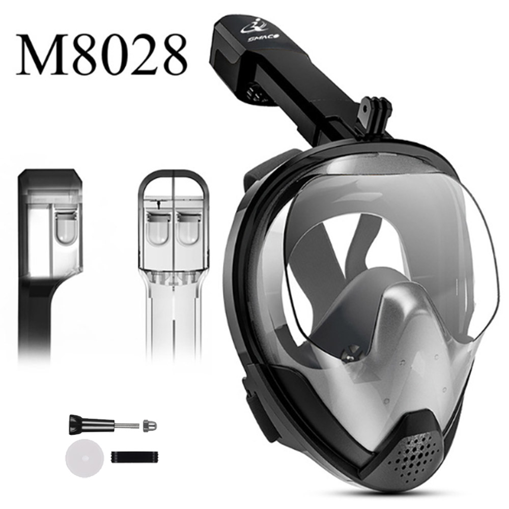 Full Face Snorkeling Mask Set Diving Underwater Swimming Mask Training Scuba Mergulho Diving Mask For Gopro Camera: M8028 Black / S/M