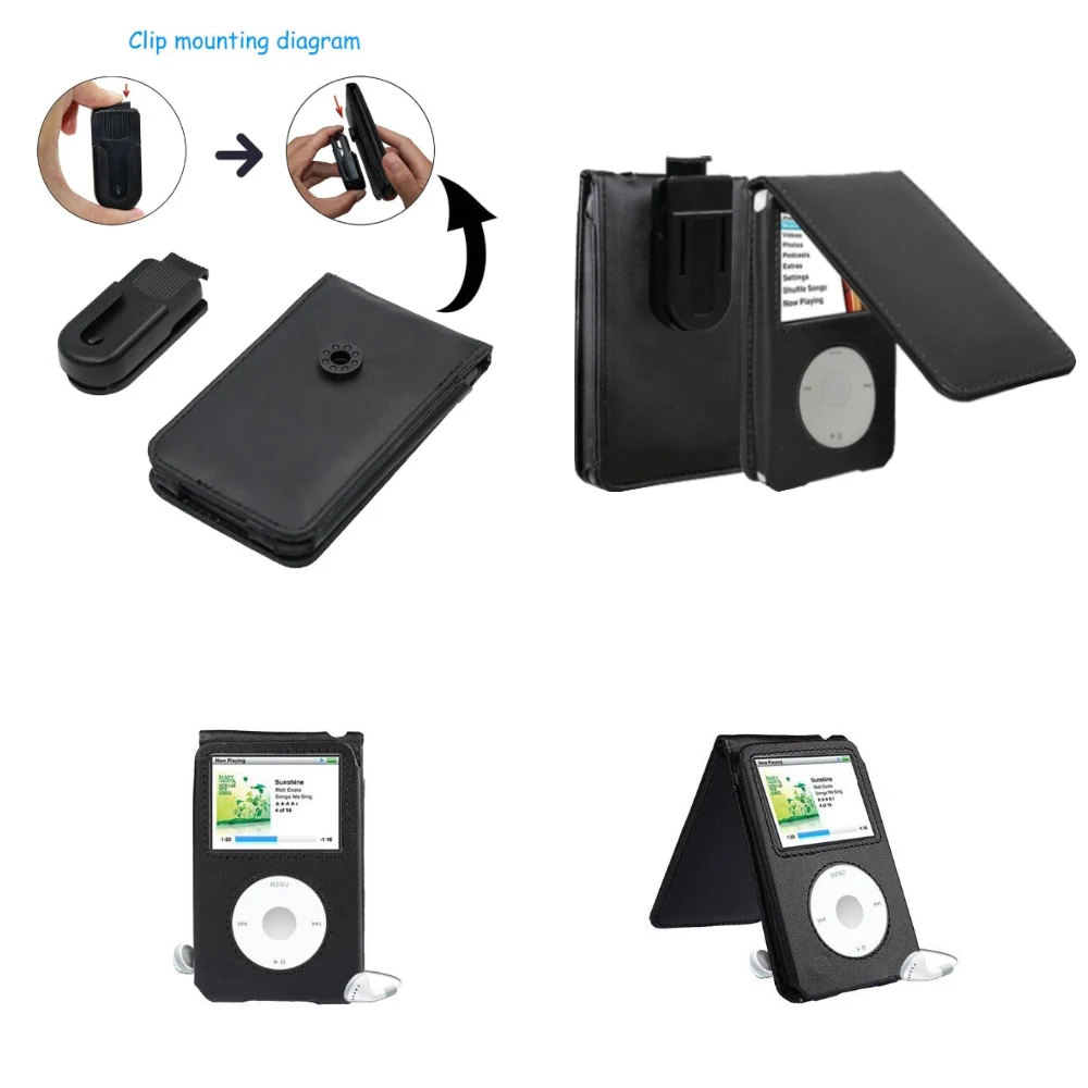 Flip Leather Protective Case Cover for Apple iPod Classic 6th 7th 80G 120G Thin 160G iPod Video 5th 5.5th 30GB With Belt Clip