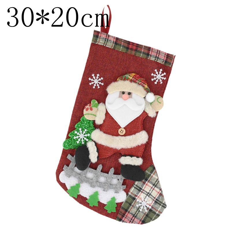 Kerst Cadeau Zakken Kerst Kous Kerstboom Ornamenten Voor Thuis Nieuwjaar Sokken Noel Natal Navidad Decoratie Kids: 30x20cm B03