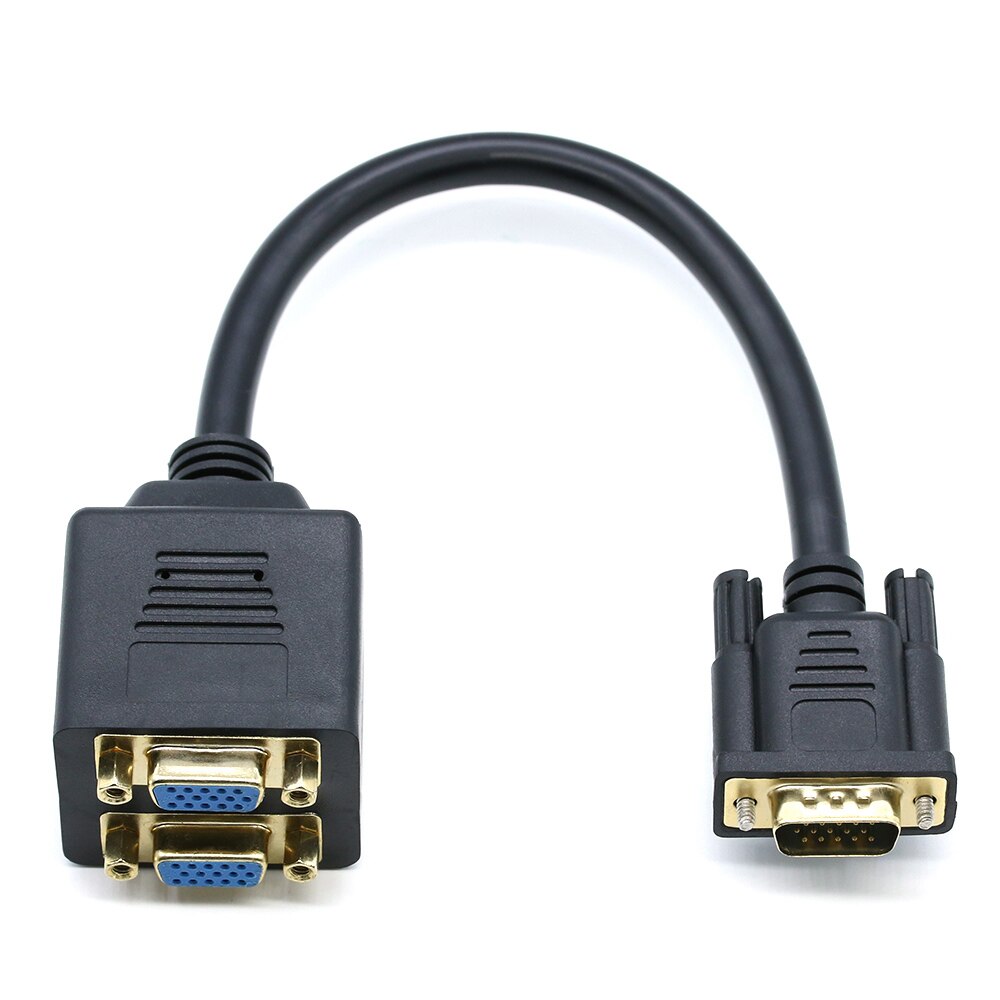 Komende VGA Splitter Kabel van Male naar Dual Vrouwelijke Converter Monitor Adapter Y Video Kabel Vergulde voor Laptop PC