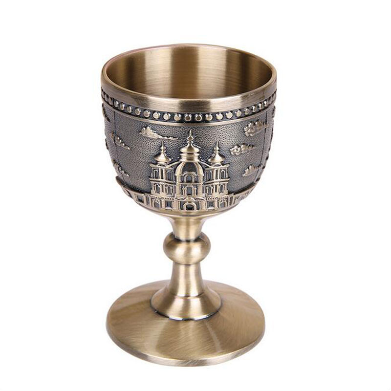 Klassisk metall vin kopp handgjorda små bägare hushåll koppar vin glas carving mönster