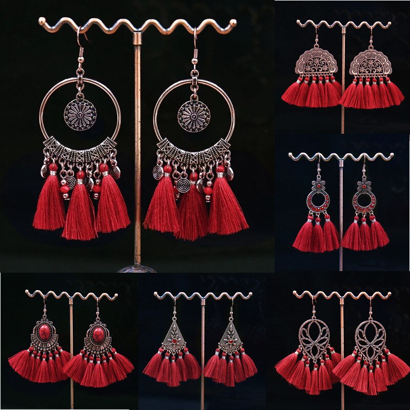 Moda artystyczna długie kolczyki Tassel osobowość Retro spadek kolczyki wykwintne biżuteria z koralików jako prezent dla kobiet Dropshipping