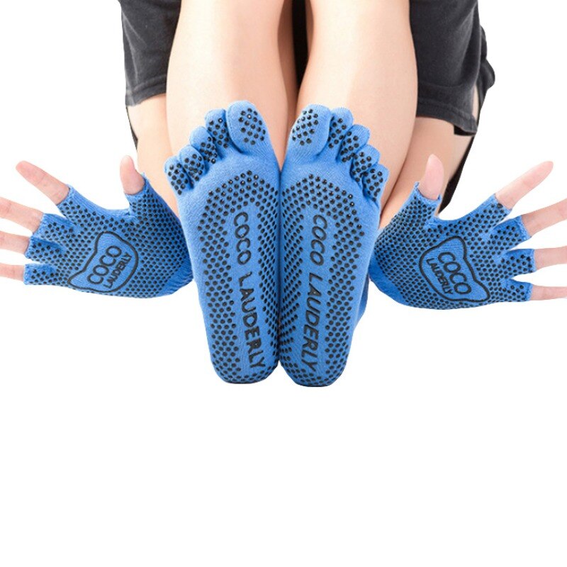 Skarpety palczaste robić jogi skarpety sportowe damskie antypoślizgowe skarpetki robić jogi i zestaw rękawiczek pełne skarpetki sportowe taniec skarpetki robić pilatesu: L