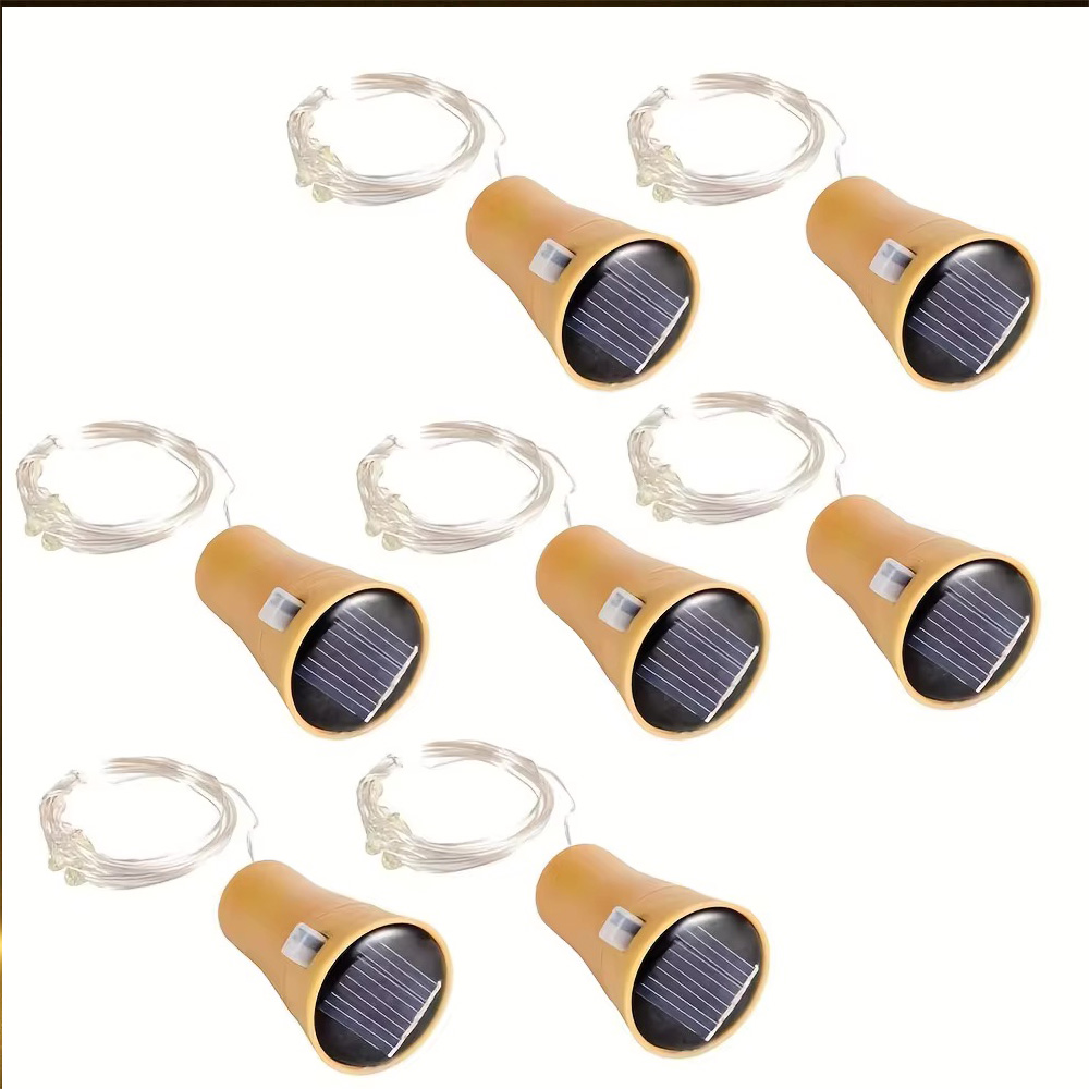 Guirnalda de luces solares para botellas de vino, 20LED, alambre de cobre Solar, luces de hadas con forma de corcho, lámpara navideña para decoración de jardín, de boda