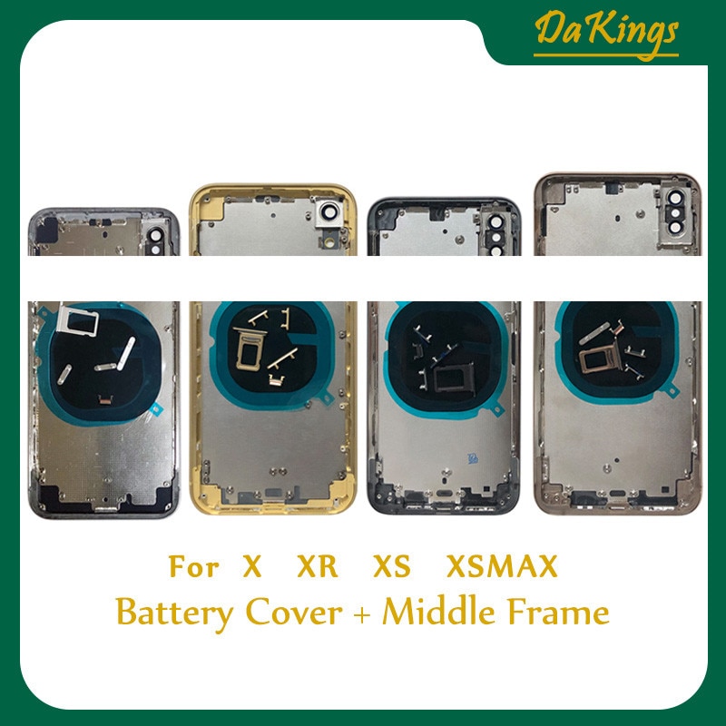 X XR XS Back Housing for Iphone XR X XS XSMax Max Back Battery Rear Cover Door Middle Frame Chassis with Glass Replacement CE US