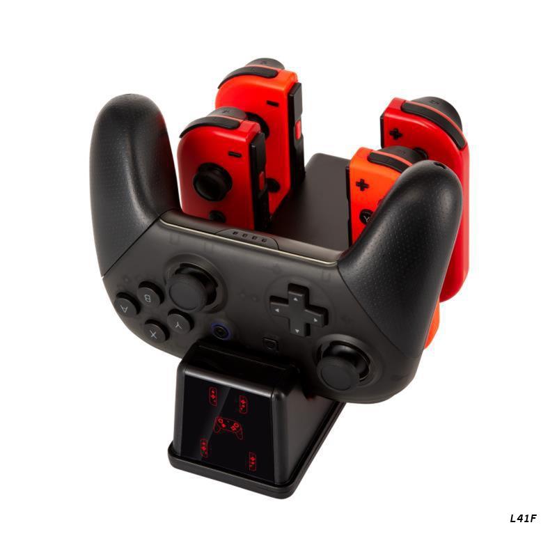 4 in 1 controller-ladestation mit 2a schnellladeanschlüssen und 4 joy-controller-steckplätzen, kompatibel mit switch-controllern